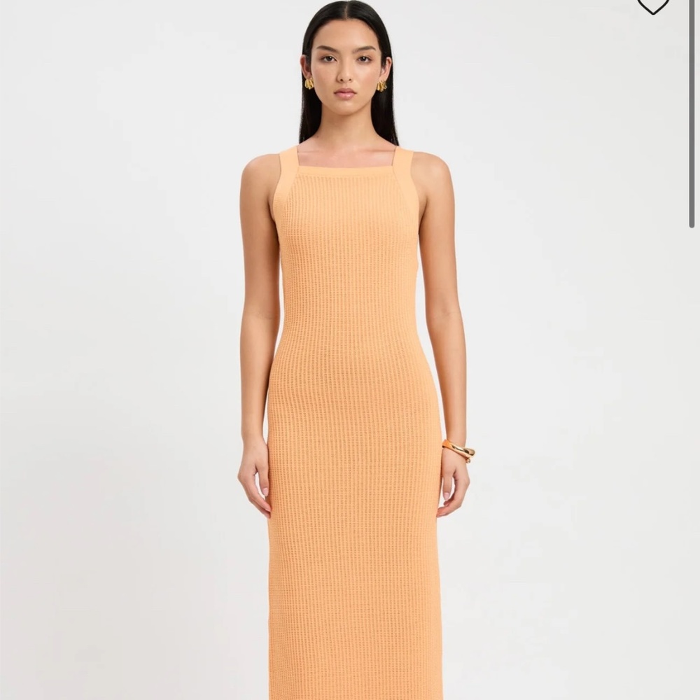 Kookai Peach Ribbed Maxi Dress